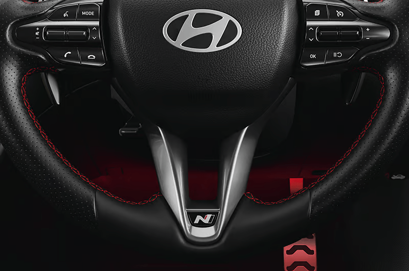 Hyundai i20 N Line 3-spoke steering wheel with N logo